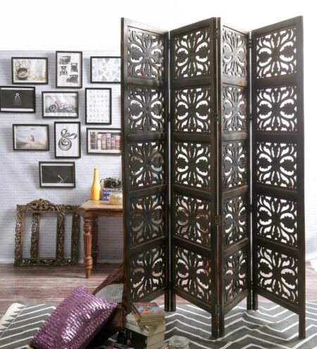 Solid Wood Rosey Room Divider In Brown Colour