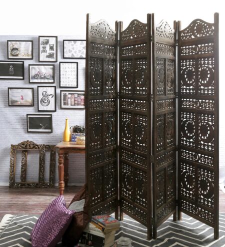 Solid Wood Palencia Room Divider In Brown Colour