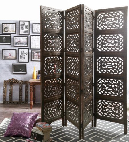 Solid Wood Verner Room Divider In Brown Colour