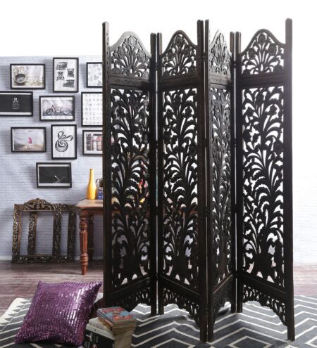 Solid Wood Loren Room Divider In Brown Colour