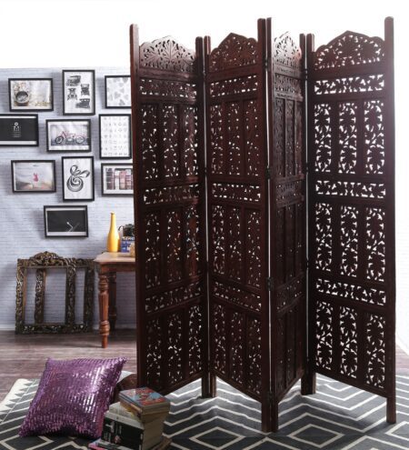 Solid Wood Xavier Room Divider In Brown Colour