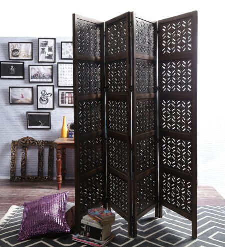 Solid Wood Trista Room Divider In Brown Colour