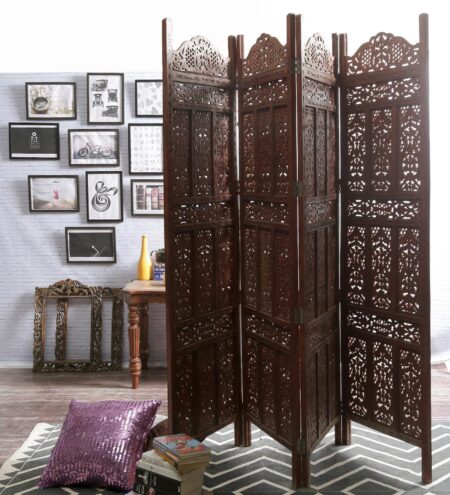 Sheesham Wood Plaza Room Divider In Brown Colour