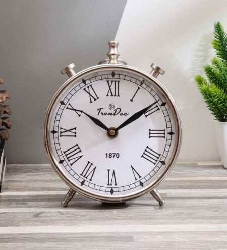 Silver Metal Otava Analog Table Clock