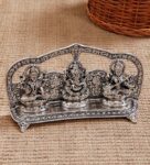 Silver Metal Laxmi Ganesha Saraswati Shining Religious Decorative Showpiece