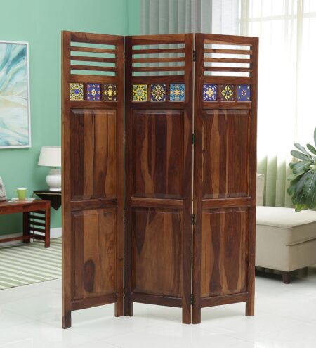 Siramika Sheesham Kartos Wood Room Divider In Natural Finish