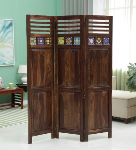 Siramika Sheesham Harvest Wood Room Divider In Natural Finish