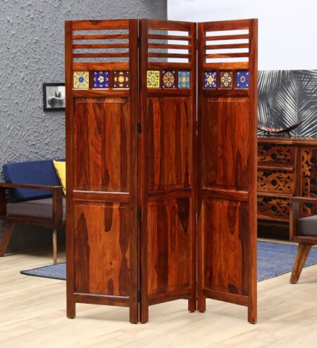 Siramika Sheesham Wood Room Divider In Natural Finish