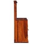 Siramika Sheesham Wood Wall Shelf With Glass Door In Honey Oak Finish