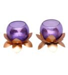 Small Glass Lotus Purple Set Of 2