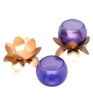 Small Glass Lotus Purple Set Of 2