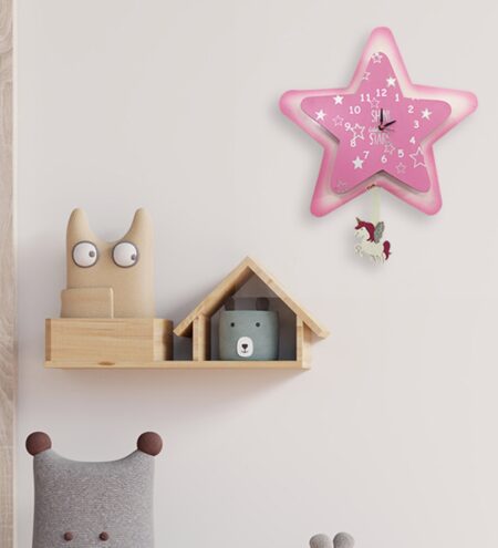 Multicolor wooden Superia Star Kids Wall Clock