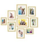 Beige Synthetic Wood Alyss Wallset Of 9 Collage Photo Frames