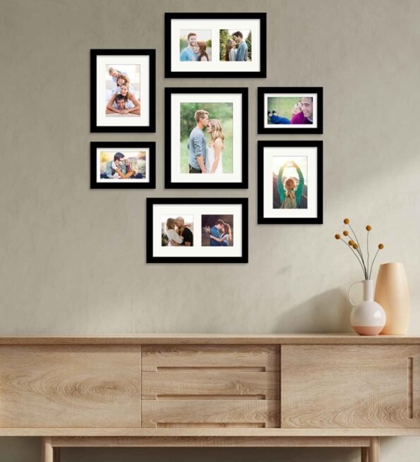 Black Synthetic Wood Emily Wallset Of 7 Collage Photo Frames