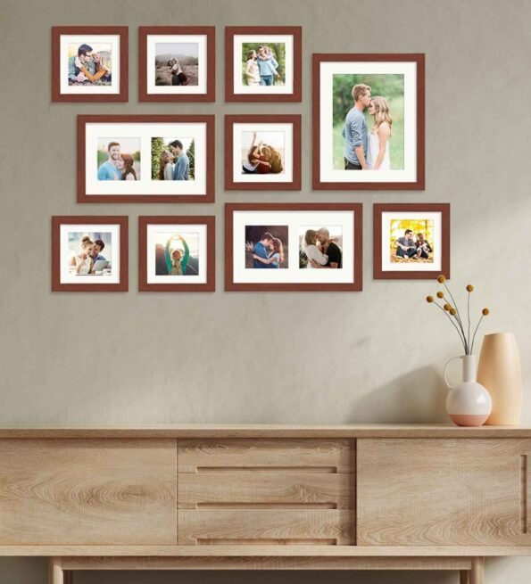 Brown Synthetic Wood Eva Wallset Of 10 Collage Photo Frames