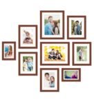 Brown Synthetic Wood Rylee Wallset Of 9 Collage Photo Frames