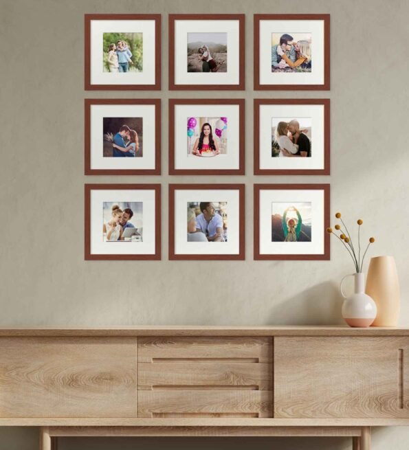 Brown Synthetic Wood Piper Wallset Of 9 Collage Photo Frames