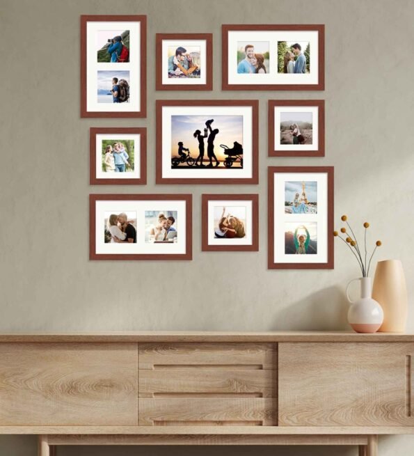 Brown Synthetic Wood Madeline Wallset Of 9 Collage Photo Frames