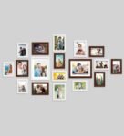 White & Brown Synthetic Wood Wall In & Colour Set Of 18 Collage Photo Frames