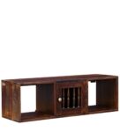 Sheesham Wood Book Shelf With Door In Provincial Teak Finish