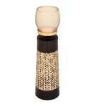 Tall Pillar Candle Stand Brown & Gold