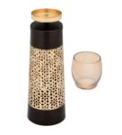 Tall Pillar Candle Stand Brown & Gold