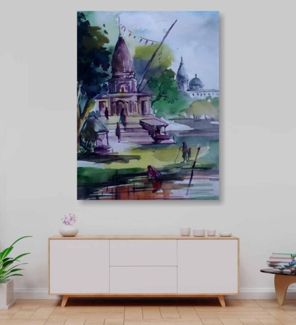 Temple Canvas On Wooden Framed Stretched Art Print 20x30 Inches