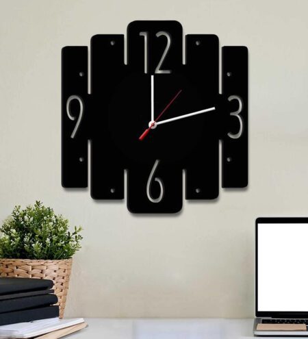 Black MDF Trapezium Modern Wall Clock