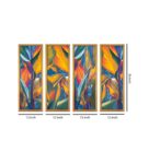 Tree Leaves Multicolour Canvas Framed Landscape Art Panel Set of 4