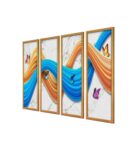 Tree Leaves Multicolour Canvas Framed Landscape Art Panel Set of 4