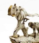 Vastu Elephant White & Gold Polyresin Figurine