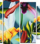 Velvet Laminated Floral Set of 5 Wall Art Panels