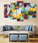 Velvet Laminated Floral Set of 5 Wall Art Panels