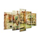 Velvet Laminated Venice City Set of 5 Wall Art Panels