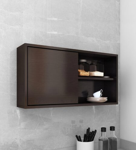 Wall Mount Sliding Door Kitchen Cabinet In Wenge Color