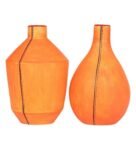 Warli Earthen (Set Of 2) Orange Terracotta Table Vase