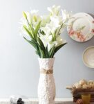 White Fabric Artificial Decorative Lily Bunch Artificial Flowers