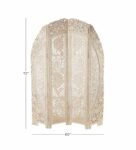 White Floral Genevieve Handcarved Wooden Room Divider Four Panels