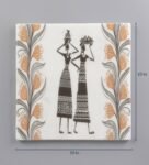 White Folk Vibes Digital Printed Marble Warli Art
