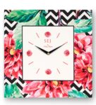 Essence White MDF Framed Analog Wall Clock with 2 Wooden Panel