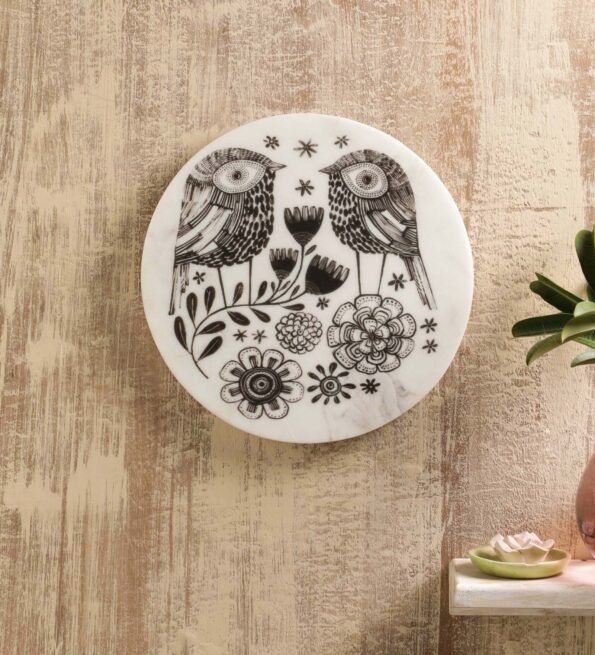 White Owlicious Digital Printed Marble Abstract Art Print