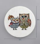 White Owlsome Digital Printed Marble Wall Plate