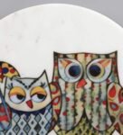 White Owlsome Digital Printed Marble Wall Plate