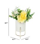 White Plastic Artificial Plant With Highly Attractive Ceramic Pot And Golden Iron Stand