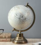 White Plastic Lense Geographical Map Table Globe