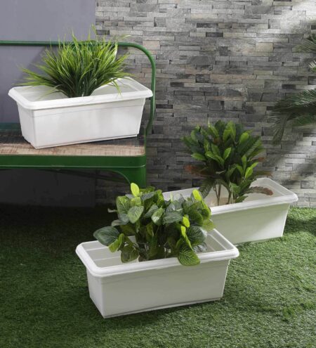 White Plastic Tray Shaped Planter