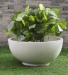 White Polymer Bowl Shaped Planter