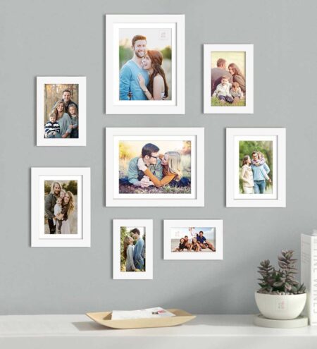 White Synthetic Wood River Set Of 8 Collage Photo Frames