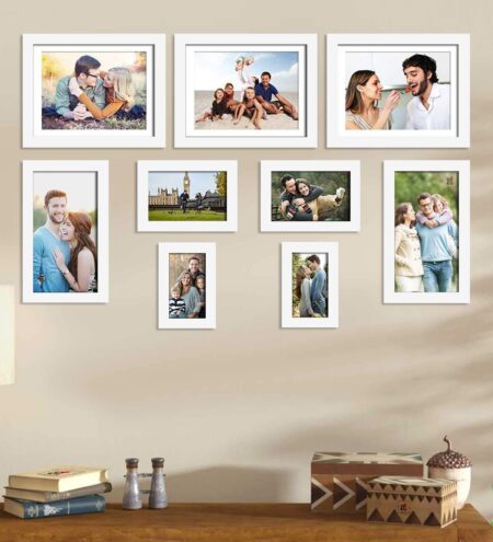 White Synthetic Wood Katherine Set Of 9 Collage Photo Frames