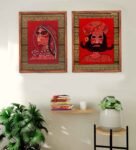 Classy Red Wood and Fabric People and Places Art Print Set of 2